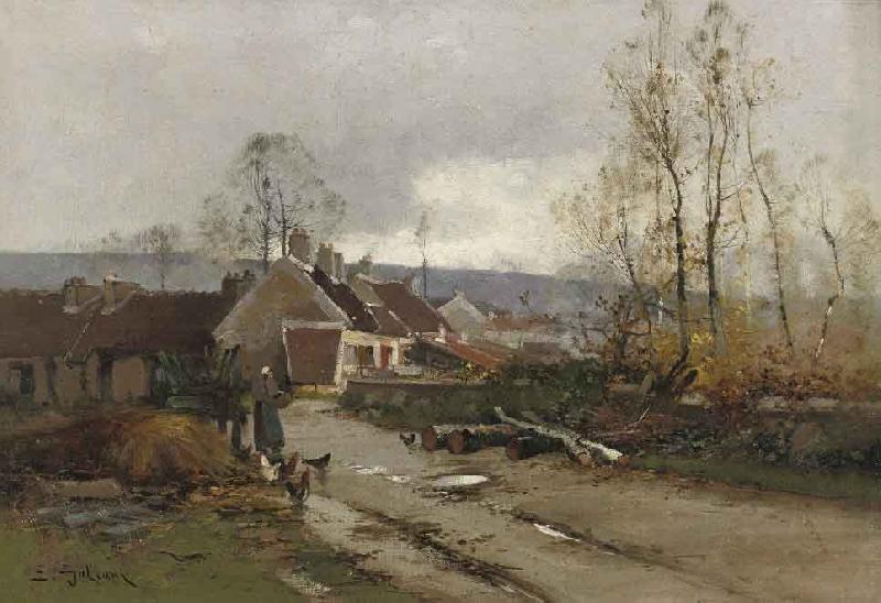 Eugene Galien-Laloue Feeding the chickens Germany oil painting art